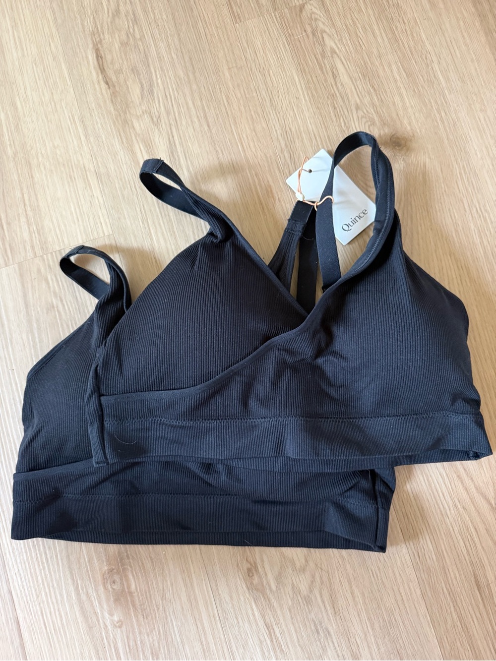 Quince Seamless Ribbed Crossover Nursing Bra Sz L NEW 2 PACK